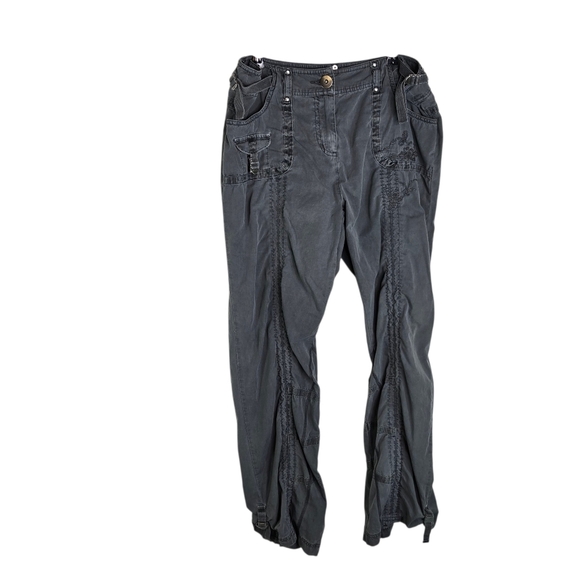 Vtg Y2k Next Gray Embroidered Lagenlook Art To Wear Boho Utility Pants - Picture 1 of 12